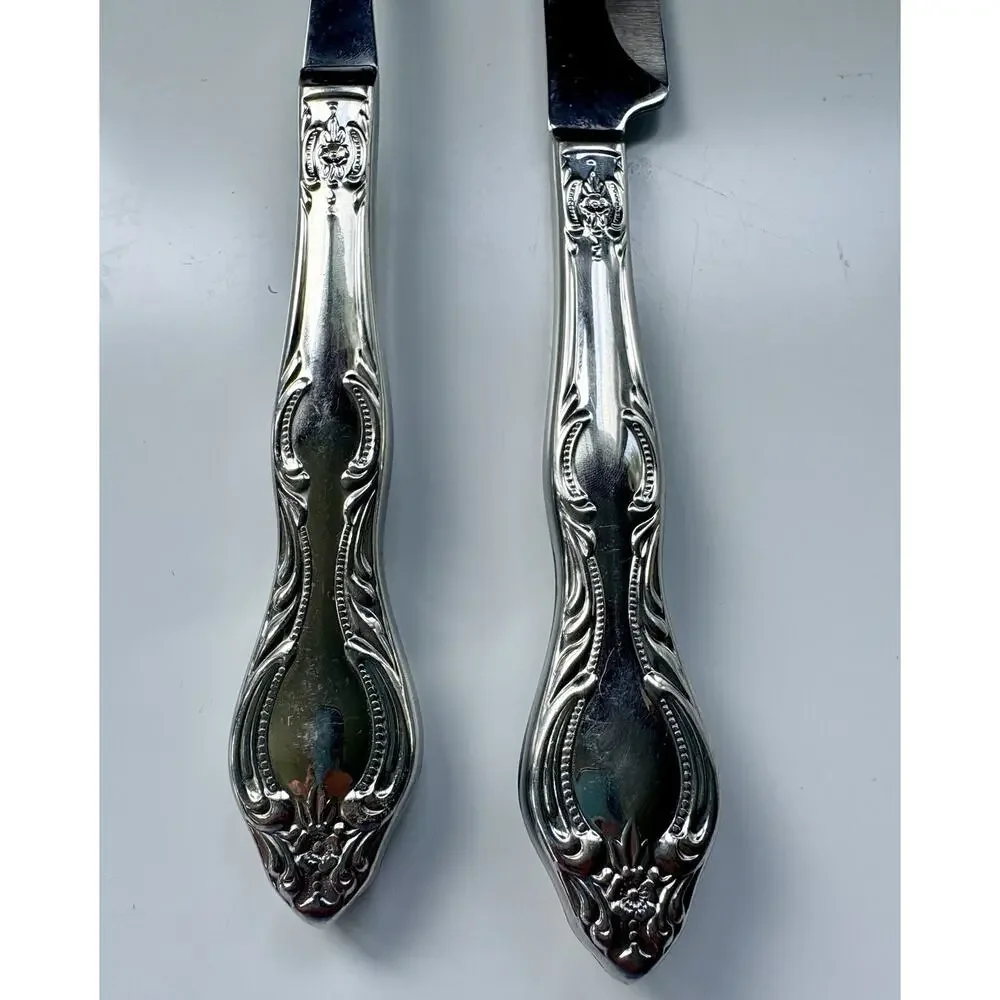 Princess House Gourmet Stainless Steel Carving Set Knife & Fork Braums Pattern